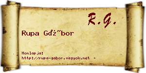 Rupa Gábor névjegykártya